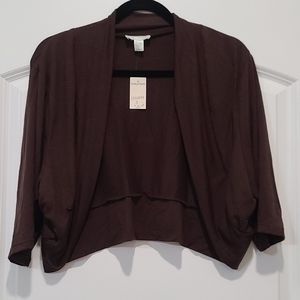 NEW Maurices Size 3X Mid-sleeve Brown Shrug